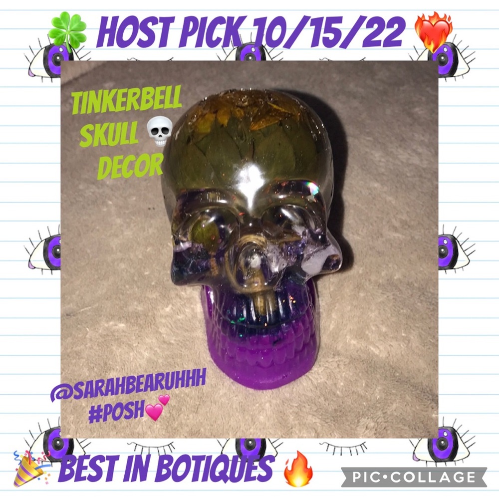 epoxy resin skull 💀 decor Sunflower 🌻 and Tinkerbell New